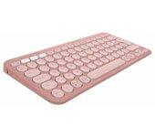 Teclado Bluetooth con Soporte para Tablet LOGITECH K380 Francés Rosa AZERTY