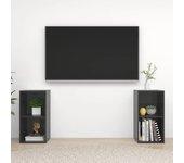 Mueble TV 2 piezas de madera multicapa gris pulido 72x35x36,5 cm