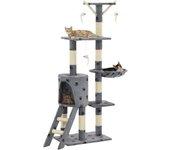 Árbol para gatos y arañazos Sisal 138cm Patas estampadas Gris