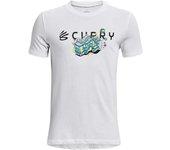 Camiseta de running under armour curry trolly infantil white