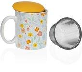 Taza con Filtro para Infusiones Versa Flandes Flores Gres