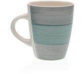 Mug Gres Avalon Blanco Listas Azules y Grises (8,5 dx12x10cm)