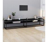 Mueble para TV vidrio templado negro 220x40x40,5 cm