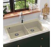 Fregadero de cocina de granito doble Baño beige