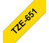 Cinta laminada Compatible Brother Tze651 Texto Negro / Fondo Amarillo 24Mm X 8M