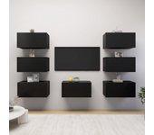 Mueble para TV 7 piezas negro 30,5x30x60 cm madera multicapa