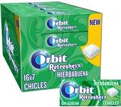 Orbit Refreshers, Chicles Sin Azúcar Sabor Hierbabuena que proporciona frescura inmediata, en formato gragea en pack de bolsillo (16 x 7 chicles)