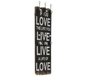 Colgador de pared con 6 ganchos LOVE LIVE 120x40 cm