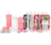 Twistshake Botellas Rosa 3 + Minicup + 4 Chupetes + Cadenita + Mordedor + 6 Bags Pack