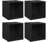 Mueble TV 4 piezas negro 37x35x37 cm madera multicapa