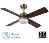 Fabrilamp - ventilador dc sofia 2XE27 cuero 4 aspas rev.cerezo/nogal