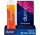 Durex - Pack Lubricante Efecto Calor, 50 ml + Gel Intense Orgasmic, 10 ml, Calor y Diversión, Orgasmos más Intensos, Estimulante, Para Sexo