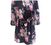 Vestido casual con estampado floral y hombros descubiertos con manga trompeta para mujer