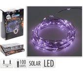 Guirnalda micro led, violeta, 100 leds, solar, 7m.