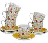 Juego de Tazas de Café VERSA Flandes (Porcelana - Flores - 6 Unidades)