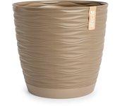 ARECA Wind - Maceta Decorativa Redonda 23 cm con Plato Integrado Taupe