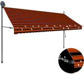 Toldo manual retráctil con led naranja y marrón 350 cm