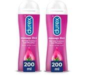 Durex - Lote Set 2x Play Massage 2en1 Gel de Masaje 2x 200 ml, Erótico y Lubricante Estimulante con Aloe Vera Suave