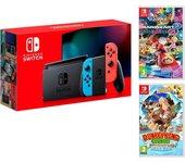 Nintendo Switch Rojo/Azul Neón V2 Consola Pack + Juego Mario Kart 8 Deluxe + Juego Donkey Kong: Tropical Freeze