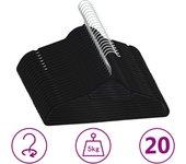 20 Pcs Anti-Slip Black Velvet Coat Hanger Set