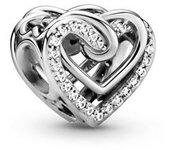 Charm plata Corazones Brillantes Entrelazados 799270C01