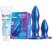 Durex Set de Plugs Anales DEEP & DEEPER + Lubricante Naturals Hidratante 100ml, Juguete Sexual, Resistente al Agua, Set 2 Tamaños