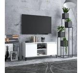 Mueble de TV con patas de metal blanco 103,5x30x50 cm