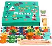 Juego de Pesca Magnética para Niños Pequeños Juguetes de madera, para aprendizaje, desarrollo de inteligencia, Pesca Juego de Mesa Juguete Montessori Didacticos