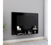 Mueble TV de pared negro 120x23,5x90 cm madera multicapa