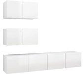 Muebles de puerta de TV Set 4 piezas blanco pulido de madera multicapa