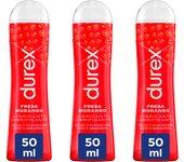 Durex - Lote Set 3x Lubricantes Sabor Fresa 50ml, Dulce y Placentero, Sexo Seguro