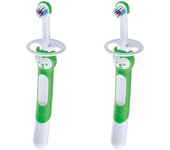 MAM Pack de 2 Cepillos de Dientes Training Brush,  Bebe 5 + Meses, 2 Unidades, Color Neutro