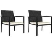 Sillas de comedor de jardín 2 piezas en Polyrattan Black