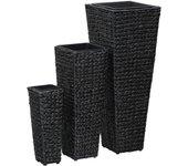 3 piezas negro trenzado Hyacinth Stand Up Camas