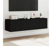 Muebles de pared de TV con luces LED 2 piezas Negro 60x35x31 cm