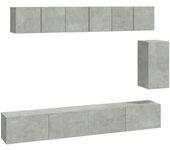 vidaXL SET DE MUEBLES DE TV 6 PZAS MADERA CONTRACHAPADA GRIS HORMIGÓN