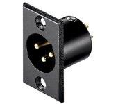 Goobay Conector Chasis Micrófono XLR 3pin Macho Negro