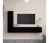 Muebles de puerta TV Set 4 piezas de madera negra multicapa