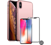 Kit Funda y Protector Cristal 5D iPhone XS Max SlimShield Rosa