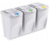 Prosperplast Set 3x35l Cubos de Reciclaje Papel Vidrio Plastico