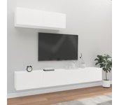 Set de muebles de TV 3 piezas madera contrachapada blanco