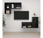 vidaXL Muebles de pared para TV 4 pzas aglomerado negro con brillo