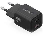 Cargador de Pared AISENS ASCH-30W2P021-BK (Negro - USB-C x 1)