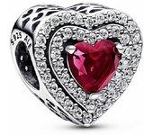 Charm Pandora Corazón Nivelado Rojo Brillante