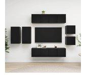 Muebles de puerta TV Set 8 piezas de madera negra multicapa