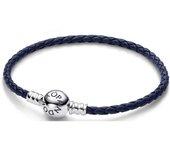 Pulsera Mujer Pandora ROUND CLASP BLUE BRAIDED LEATHER BRACELET