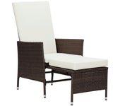 Silla de jardín reclinable con cojín en Polyrattan Brown