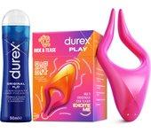 Durex Vibrador Estimulador Multi Uso RIDE & TEASE +  Lubricante Original H2O 50 ml, Juguete Sexual para Mujer, Hombre y Pareja