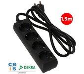 Extensión Eléctrica EDM Negro (4 Enchufes - 1.5 m)