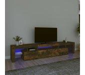 Soporte de TV con luces LED Smoke Oak 215x36,5x40 cm